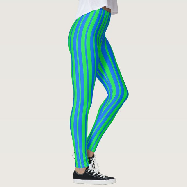 Blaue grüne stilvolle Streifenmuster-Design  Leggings (Von Creator hochgeladen)