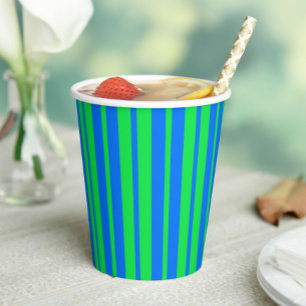 Blaue grüne stilvolle Streifenmuster-Design Pappbecher