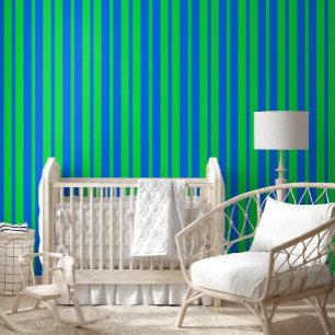 Blaue grüne stilvolle Streifenmuster-Design Tapete