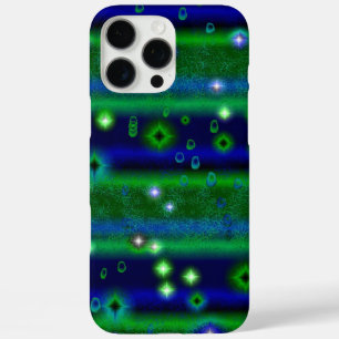 Blaue grüne Streifen mit Sternen und Regentropfen iPhone 16 Pro Max Hülle