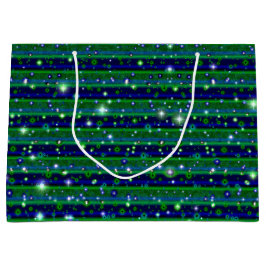 Blaue grüne Streifen mit Sternen und Regentropfen Große Geschenktüte