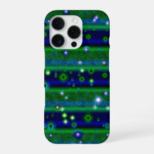 Blaue grüne Streifen mit Sternen und Regentropfen iPhone 16 Pro Hülle