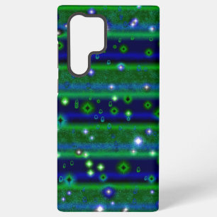 Blaue grüne Streifen mit Sternen und Regentropfen Samsung Galaxy Hülle
