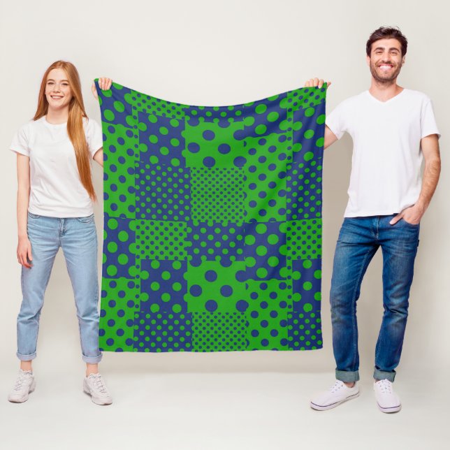 Blaue grüne Tupfen-Patchwork  Fleecedecke (Beispiel)