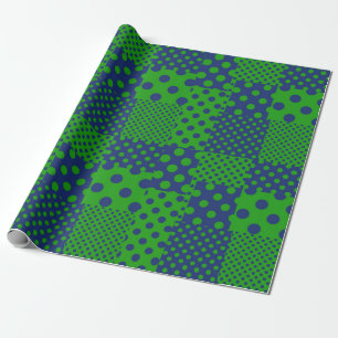 Blaue grüne Tupfen-Patchwork  Geschenkpapier