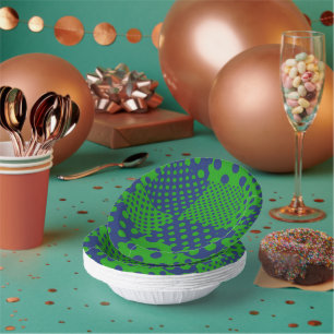 Blaue grüne Tupfen-Patchwork  Pappteller