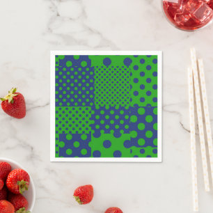 Blaue grüne Tupfen-Patchwork Serviette