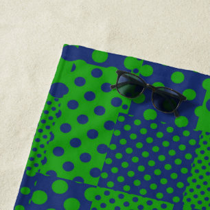 Blaue Grüne Tupfen Patchwork Strandtuch