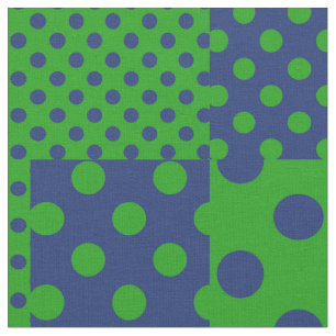 Blaue grüne Tupfen-Patchworkarbeit Stoff