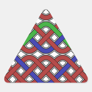 Blaue, grüne und rote keltische Knochen Dreieckiger Aufkleber