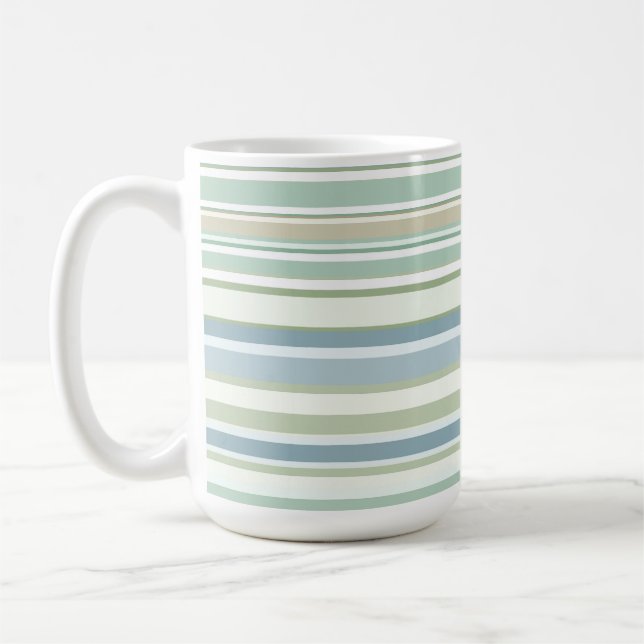 Blaue grüne und weiße Streifen Kaffeetasse (Links)