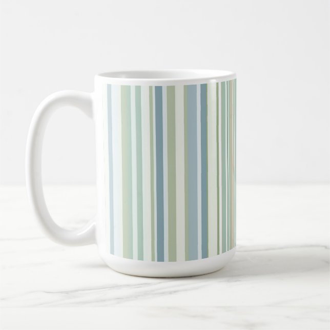 Blaue grüne und weiße Streifen Kaffeetasse (Links)