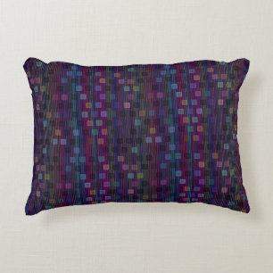 Blaue, grüne, violette, rosa Quadrate mit Streifen Dekokissen