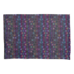 Blaue, grüne, violette, rosa Quadrate mit Streifen Kissenbezug