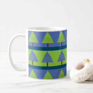 Blaue Grüne Weihnachtsbaum-Geometrie Kaffeetasse