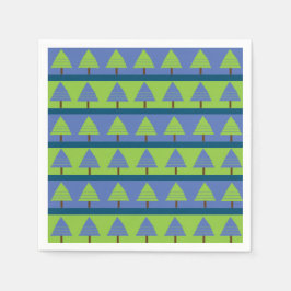 Blaue grüne Weihnachtsbaume Geometrische Streifen Serviette