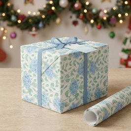 Blaue Grüne Wildblumen-Wasserfarbe Geschenkpapier
