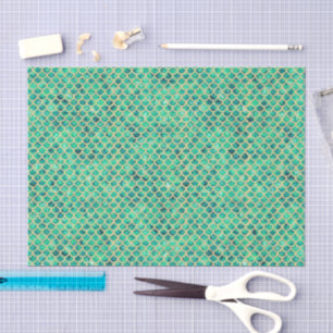 Blaue Grüne zerstoßene Glas-Schuppen-Decoupage der Seidenpapier