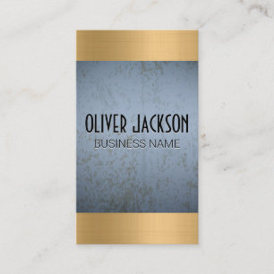 Blaue Grunge-Textur Goldener Metallglanz Visitenkarte