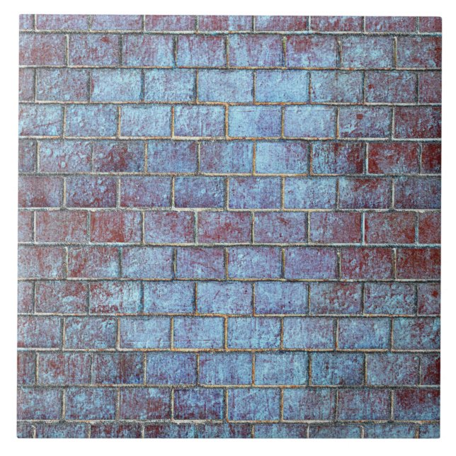 blaue Grunge-Ziegelkachel Fliese (Vorderseite)