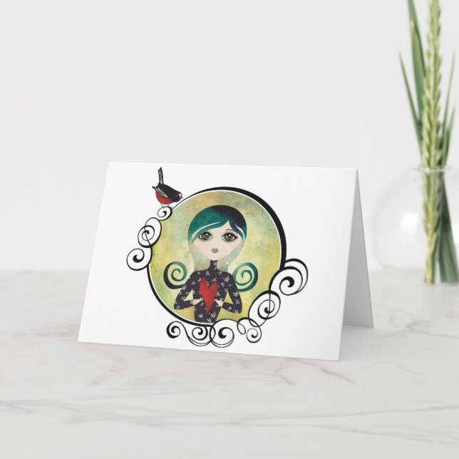 blaue Grußkarte Dame Feiertagskarte (Vorderseite)