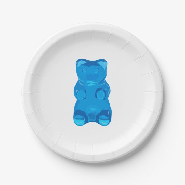 Blaue Gummybear Illustration Pappteller (Vorderseite)