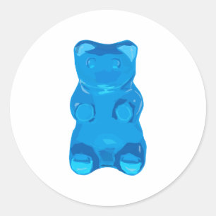 Blaue Gummybear Illustration Runder Aufkleber
