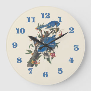 Blaue Häher von John James Audubon Große Wanduhr