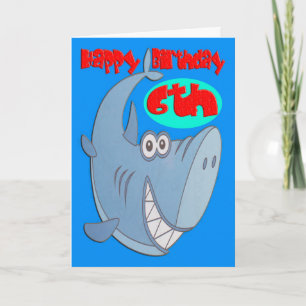 Blaue Haie Sechster Geburtstag Karte