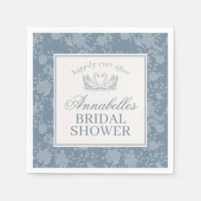 Blaue Häkeldeckchen Hochzeitsshower im Vintage-Blu Serviette (Vorderseite)