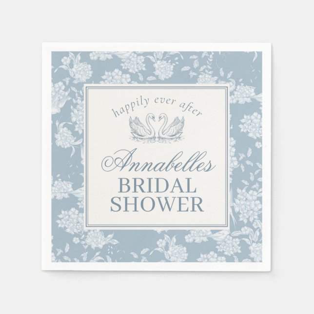 Blaue Häkeldeckchen Hochzeitsshower im Vintage-Blu Serviette (Vorderseite)