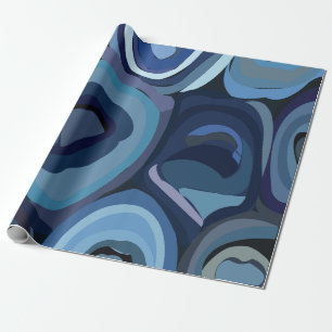 Blaue Halbkreise Abstrakte Geometrie Geschenkpapier