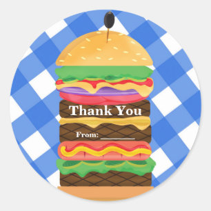 Blaue Hamburger Sommer-Grillparty-Partygeschenke Runder Aufkleber