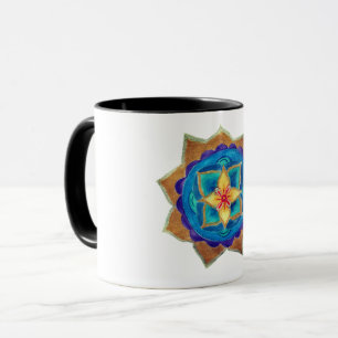 Blaue handbemalte Mandala Art Ringer Combo Tasse