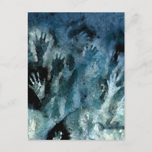 Blaue Hände Postkarte (Vorderseite)