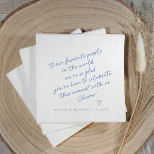 Blaue handgeschriebene Liebesnotiz-Style-Hochzeit Serviette