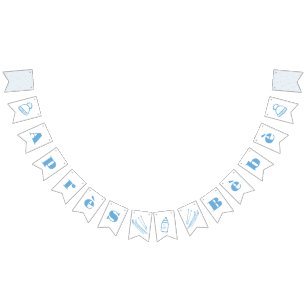 Blaue Handgezeichnete Après Bébé Jungen-Baby-Party Wimpelkette