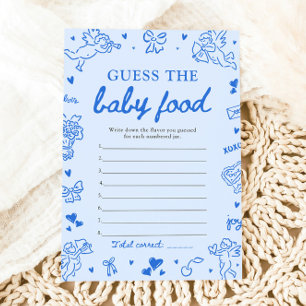Blaue handgezeichnete Babyparty - Errate das Babyn Einladung