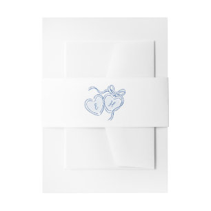 Blaue handgezeichnete Herzen Monogramm Whimsical H Einladungsbanderole