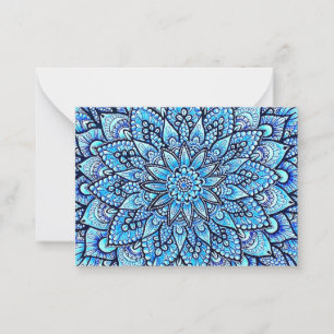 Blaue Handgezeichnete Mandala-Design Mitteilungskarte