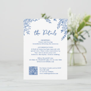 Blaue handgezeichnete Monogramm-Launenige Hochzeit Mitteilungskarte