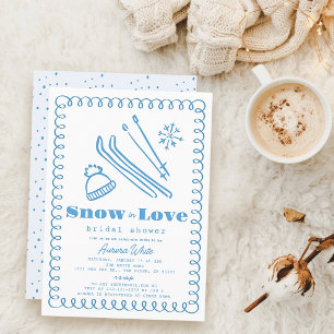 Blaue handgezeichnete Schneeeinladung zur Hochzeit Einladung