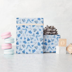 Blaue Handgezeichnete Winter-Verpackungspapierroll Geschenkpapier