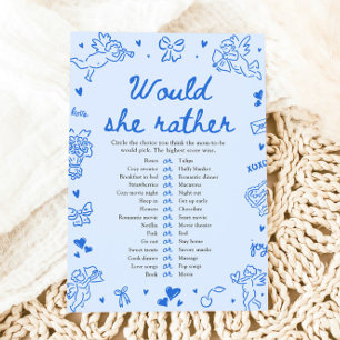 Blaue Handgezeichnete Würde sie eher Babyshower-Sp Einladung