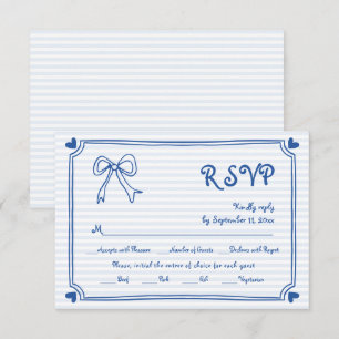 Blaue handgezogene Bugs- und Grenzhochzeit RSVP Karte