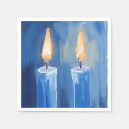 Blaue Hanukkah-Kerzen Aquarell-Feiertag Serviette