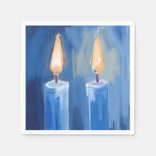 Blaue Hanukkah-Kerzen Aquarell-Feiertag Serviette