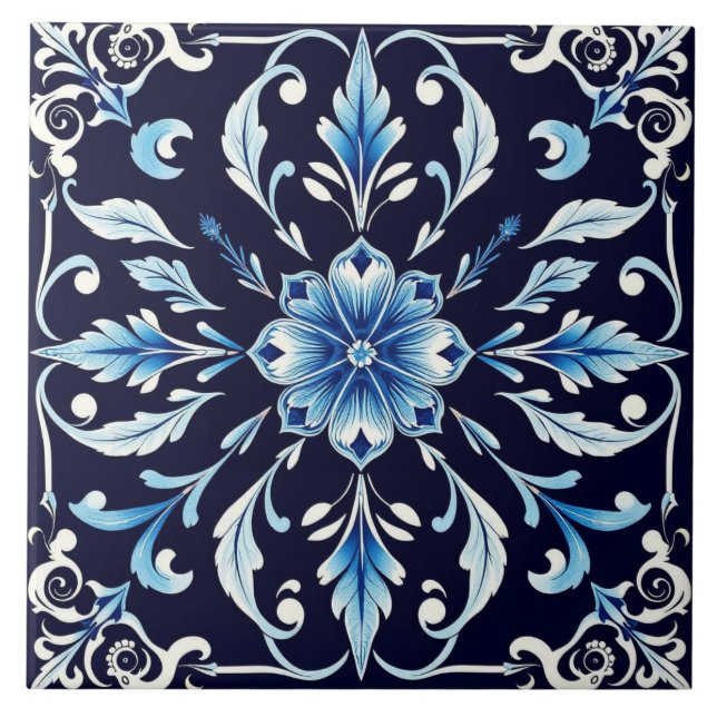 blaue Harmoniefliese Fliese (Vorderseite)