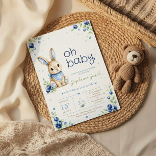 Blaue Häschen-Junge-Baby-Shower-Einladung Einladung