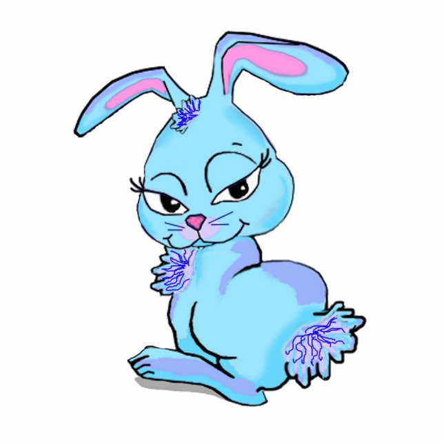 Blaue Häschen-Kaninchen-Foto-Skulptur Freistehende Fotoskulptur (Vorne)